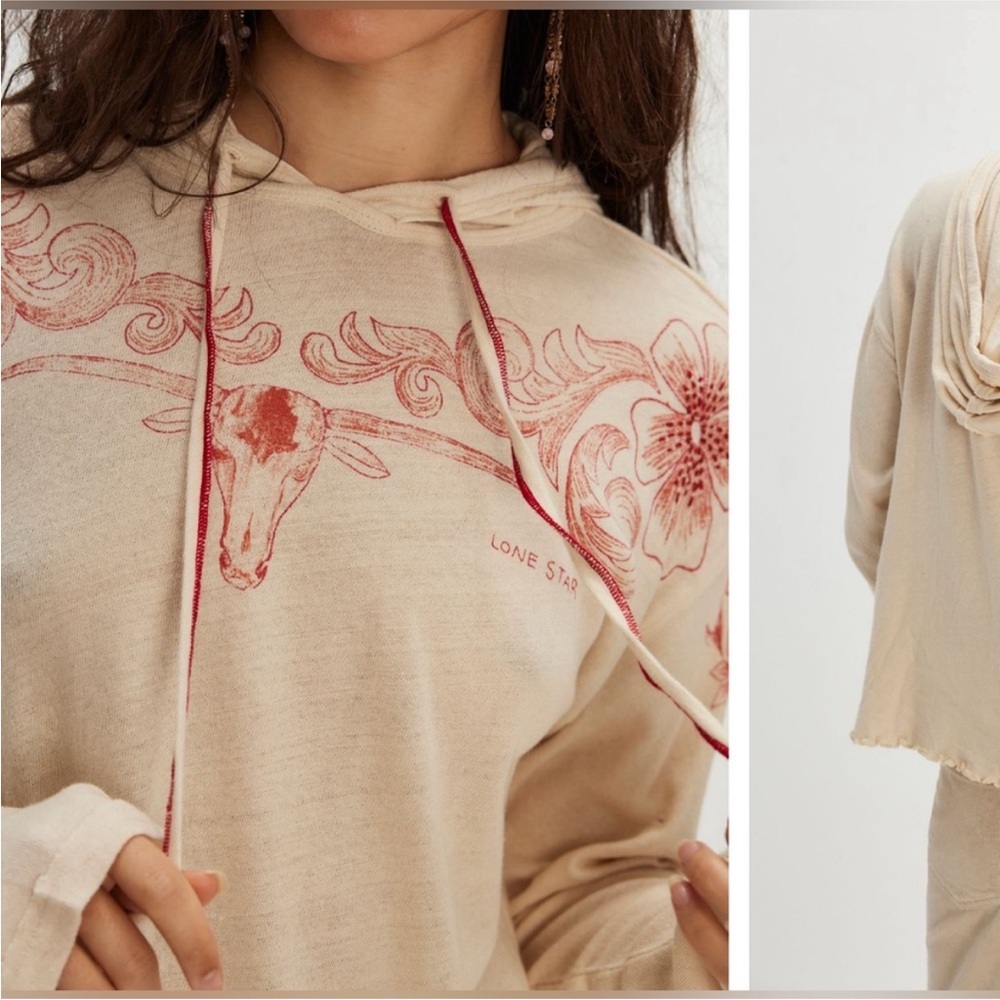 NWOT Free People We The Free Lone Star Hoodie - sand shell combo - medium - Picture 4 of 9